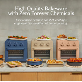 Our Place Wonder Oven 450°F oven-safe badge highlights durability for high-heat dishes