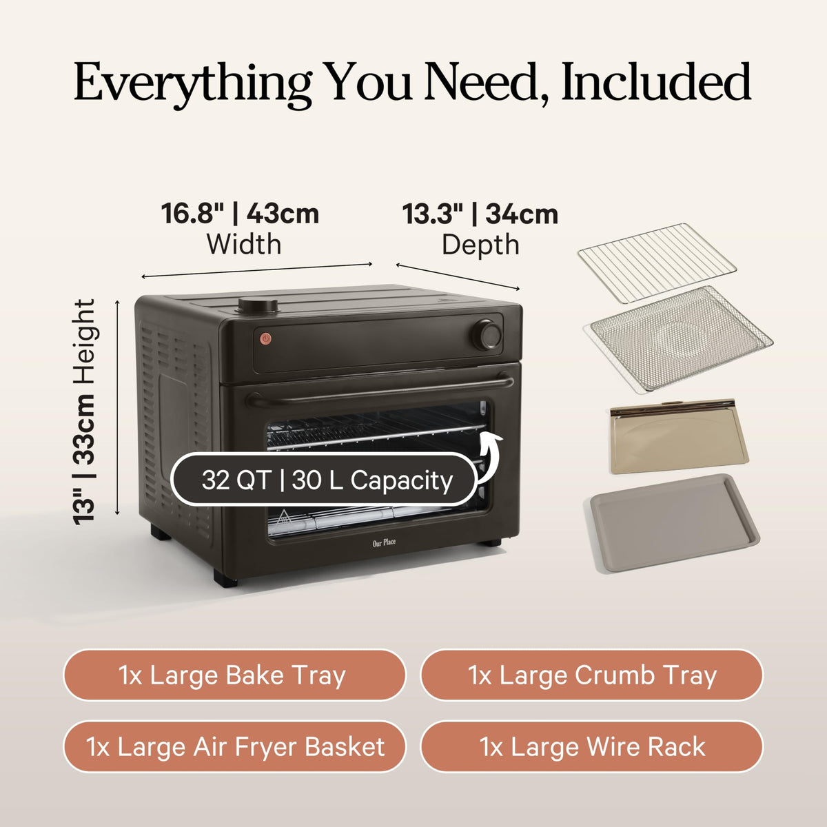 Our Place Wonder Oven Pro compact countertop design fits kitchens of any size