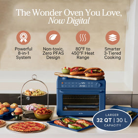 Interior shot of Our Place Wonder Oven Pro with three racks for multi-dish meals.