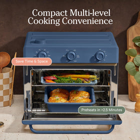 The Our Place Wonder Oven set on the counter showcases complete toxin-free bakeware