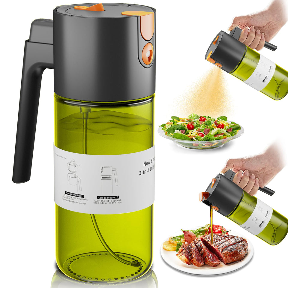 OURCABECUE Upgrade 2-in-1 oil sprayer front view for precise spray and pour.