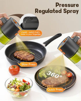 OURCABECUE Upgrade 2-in-1 oil sprayer leak-proof cap seal in use.