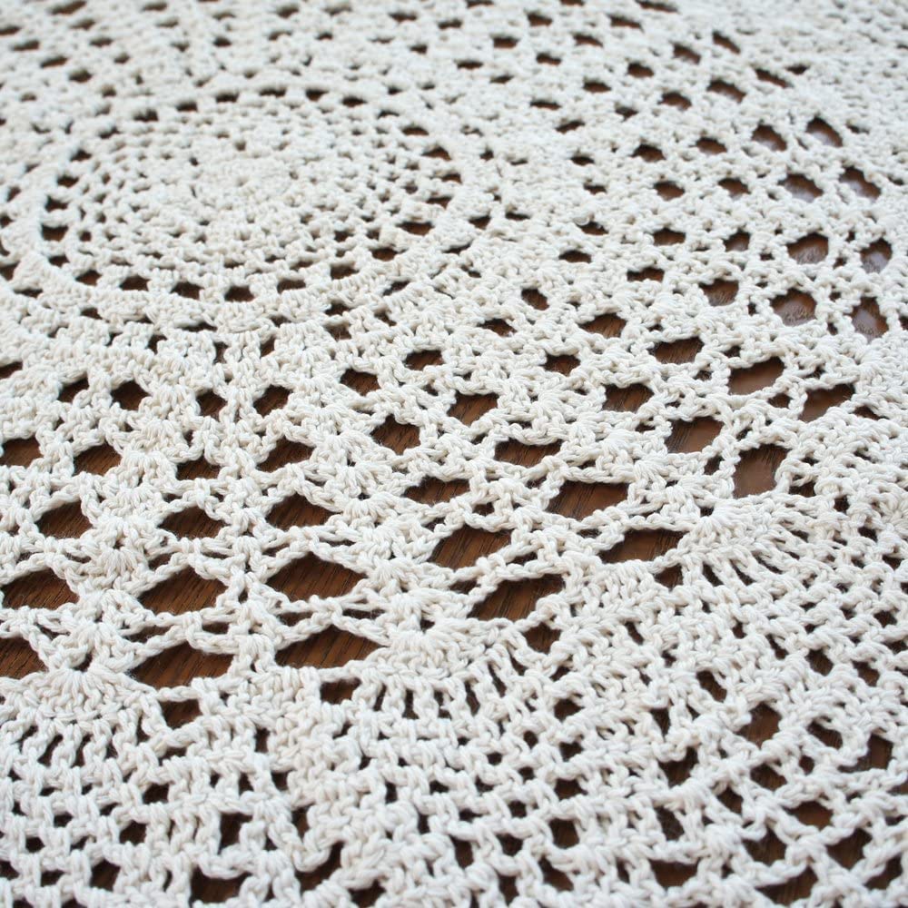 Ourhommie round lace cover protects surfaces while elevating decor.