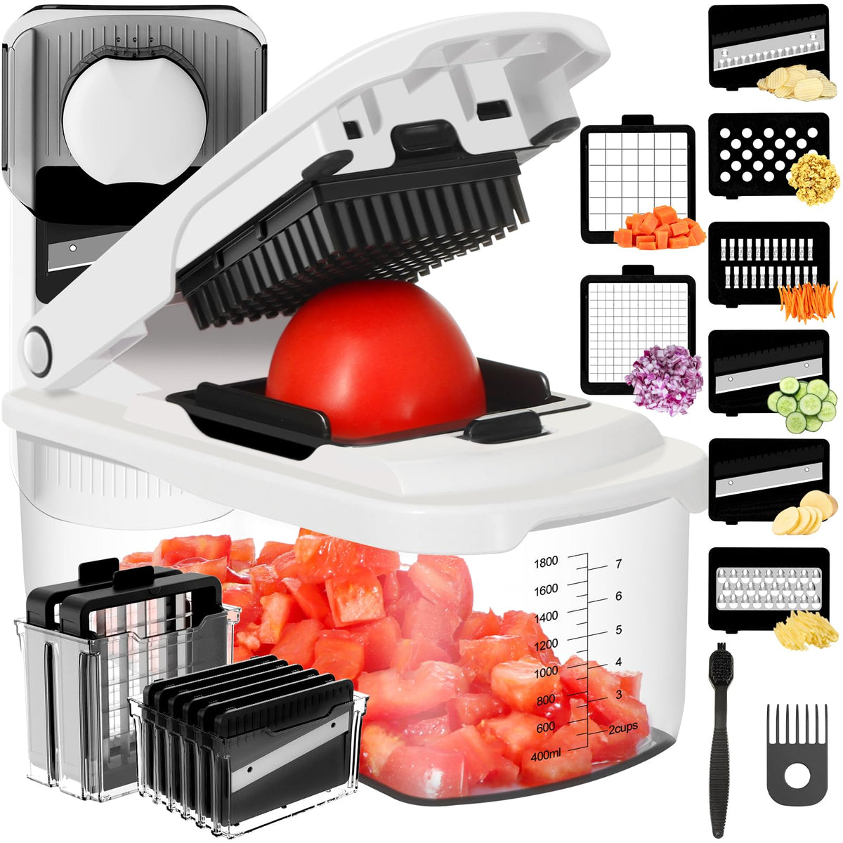 Ourokhome 8-in-1 chopper container for tidy, mess-free ingredient prep.
