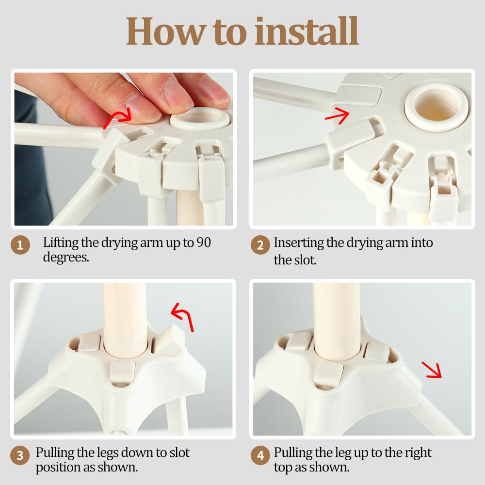 Ourokhome rack with four stable feet stays steady during drying.