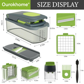 Ourokhome collection tray catches chopped ingredients for easy transfer.