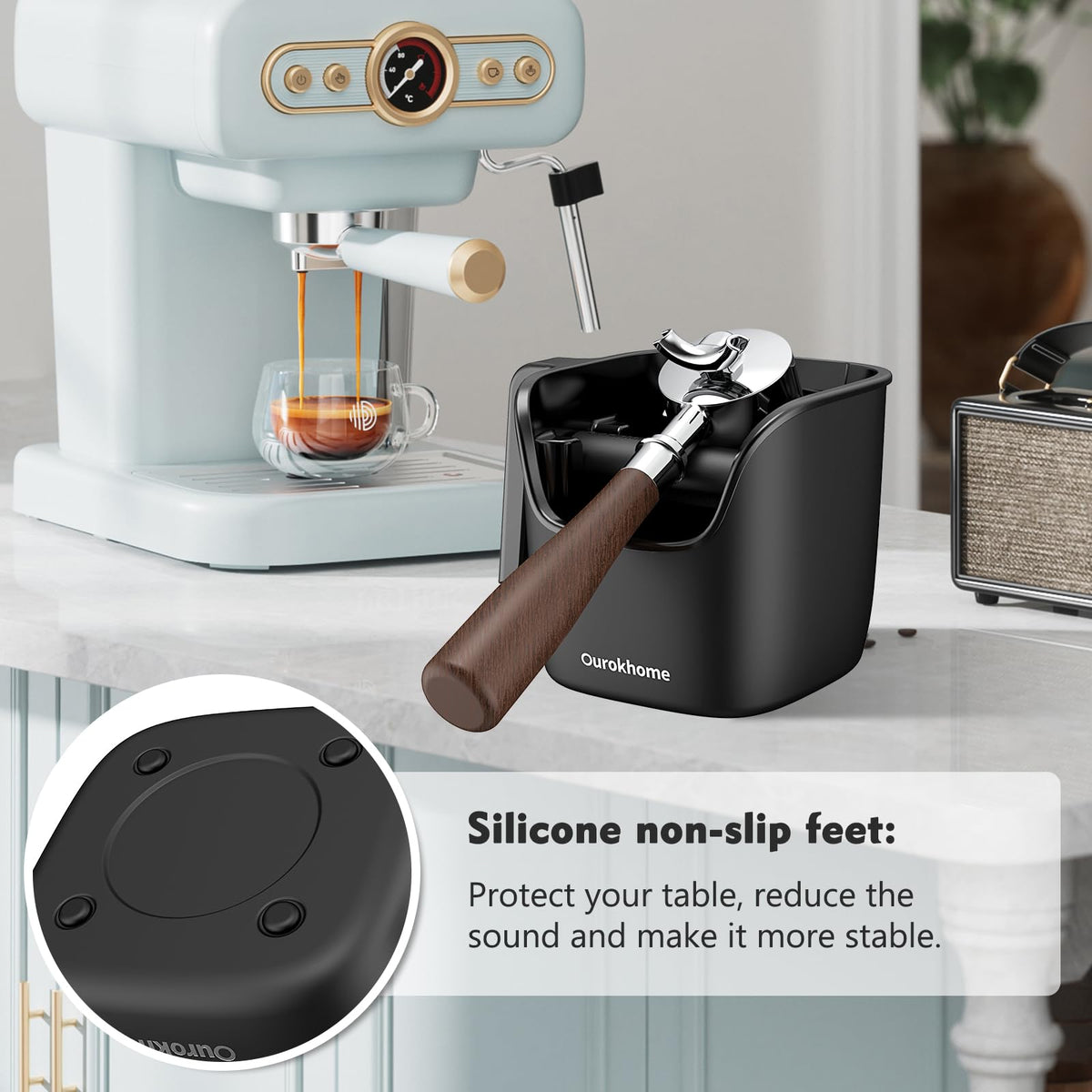 Detachable design on Ourokhome Knock Box enables easy, thorough cleaning.
