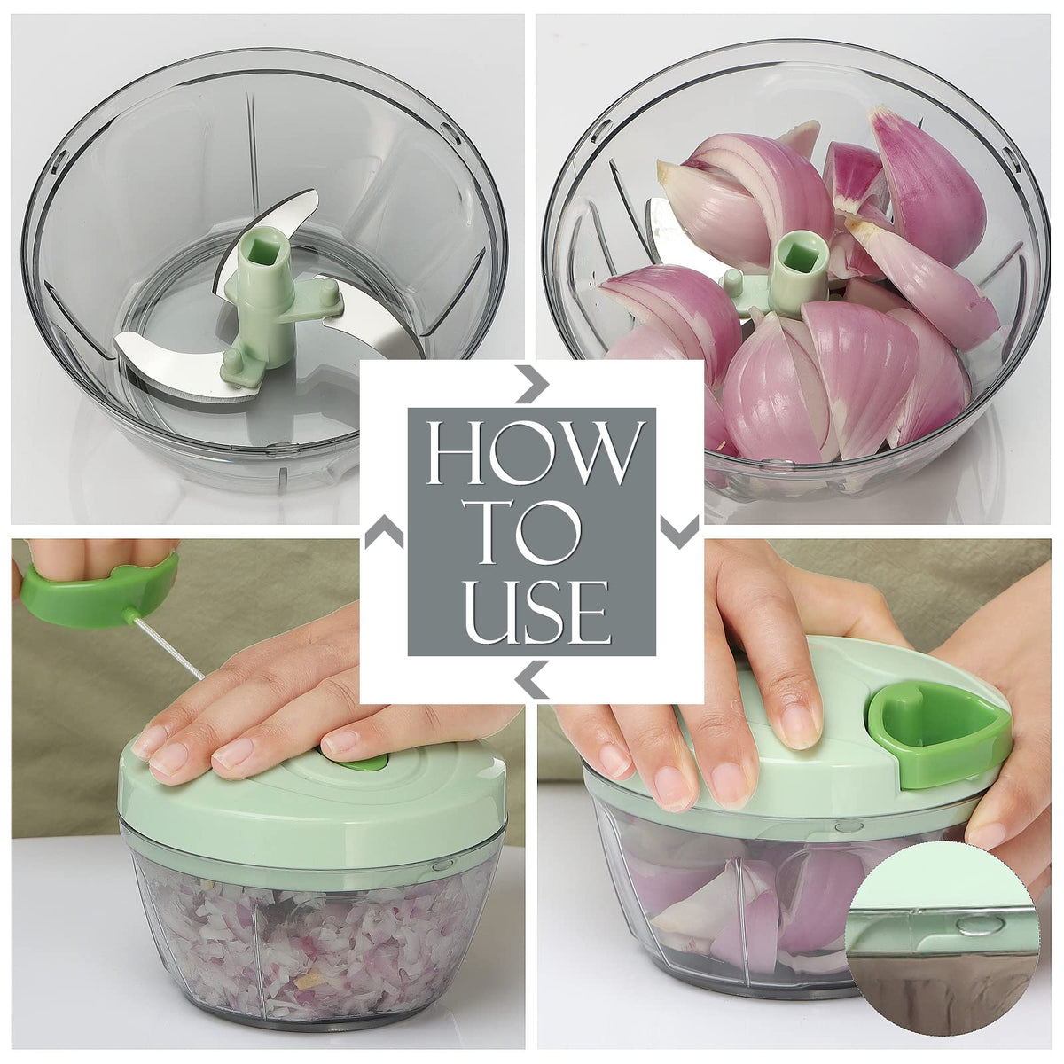 Ourokhome herbs chopper with sharp multi-directional blades for flavor prep.