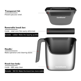 Removable knock bar for easy cleaning and fast ground disposal.