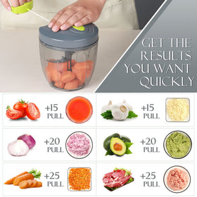 Ourokhome pull-string action enables fast, hands-free chopping without electricity.