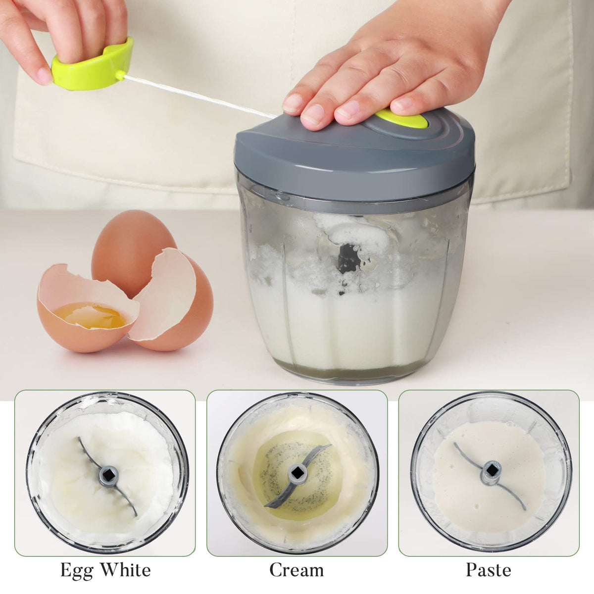 Ourokhome stainless steel blades deliver even cuts for herbs and nuts.