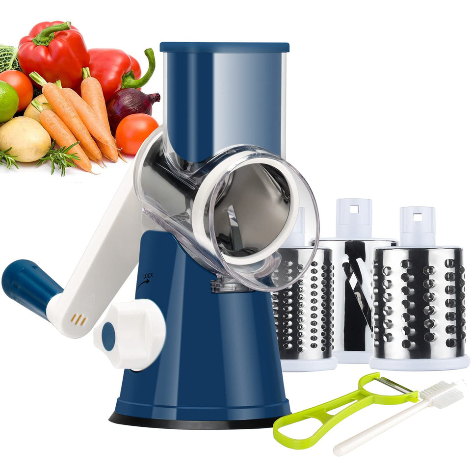 Ourokhome rotary cheese grater front view for quick, fresh cheese shredding.