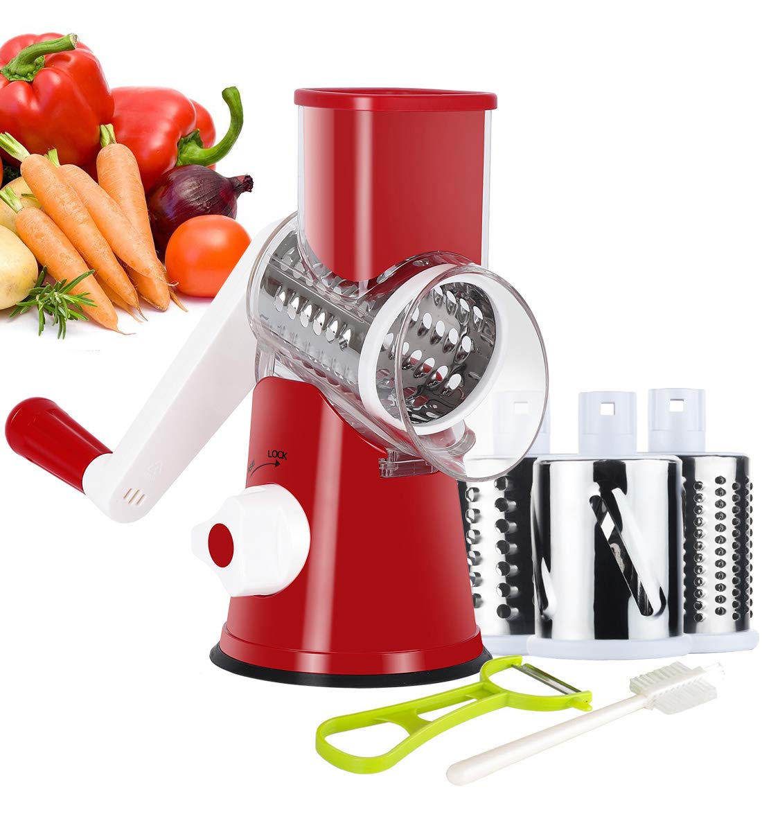 Ourokhome rotary cheese grater with hand crank for fresh shredding at home