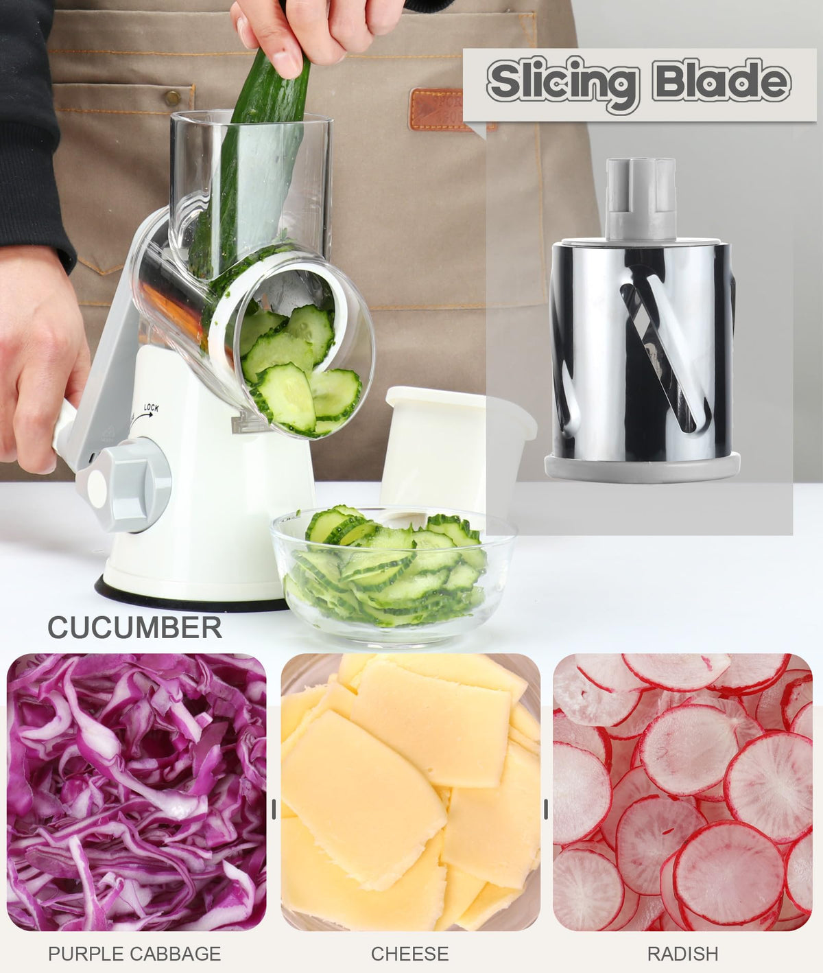 Ourokhome rotary grater built-in blade safety during operation