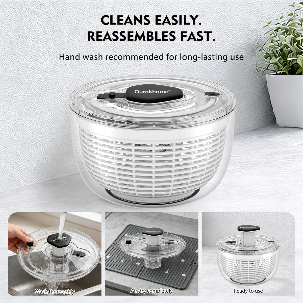 Anti-slip silicone ring keeps the Ourokhome bowl stable on the counter.