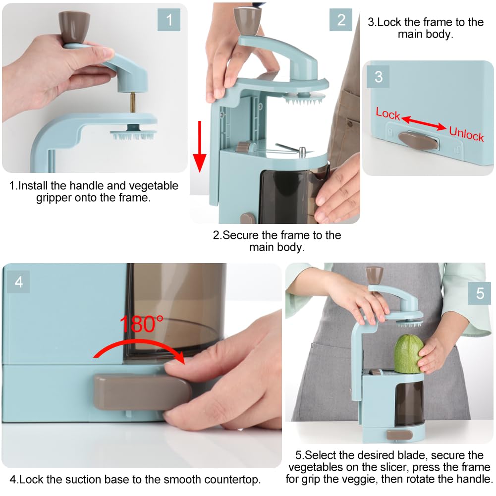 Ourokhome spiralizer features a suction base for stable counter operation.