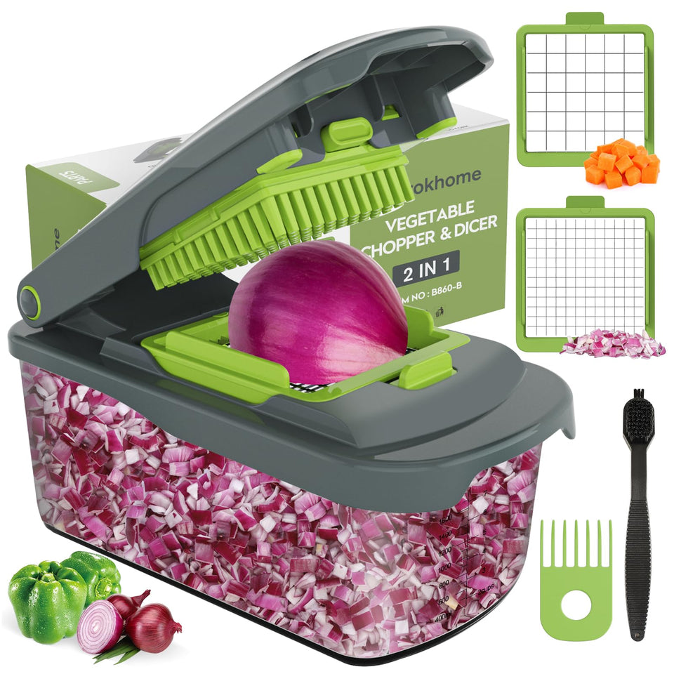 Ourokhome vegetable chopper container assembly shows sturdy build for safe chopping.