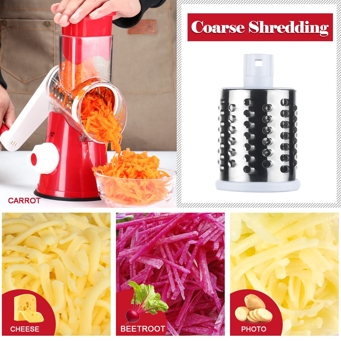Ourokhome compact rotary grater in action grating vegetables