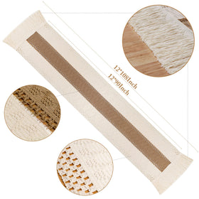 OurWarm crochet lace table runner detail weave on natural cotton