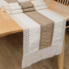 OurWarm macrame table runner enhances boho farmhouse decor.
