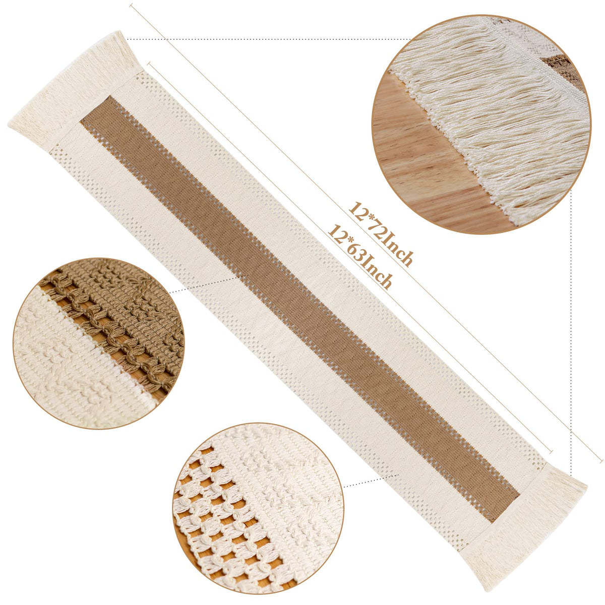 OurWarm macrame table runner cotton weave adds natural texture for cozy dining.