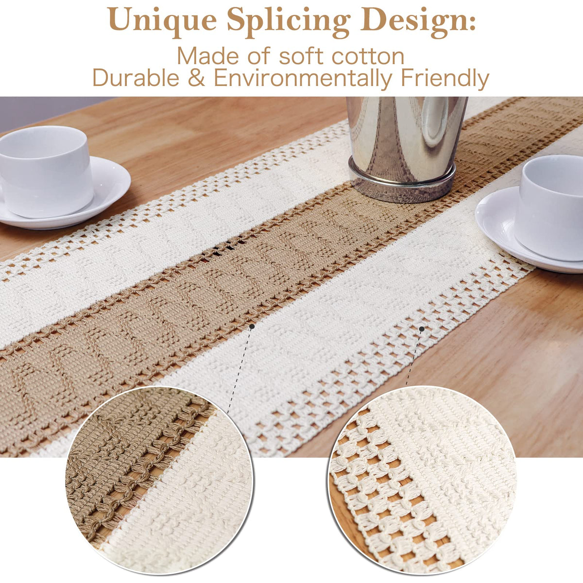 OurWarm macrame table runner sofa throw creates cozy living room ambiance.