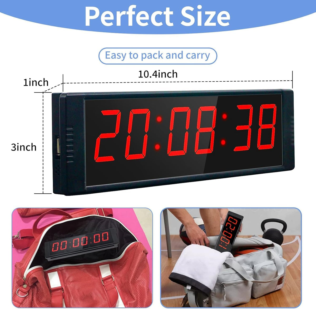 Ousmile large stopwatch pushbutton design with long cord for easy workout control.