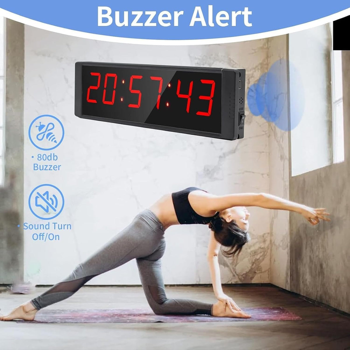 Ousmile wall-mount-ready clock offers flexible placement during workouts.