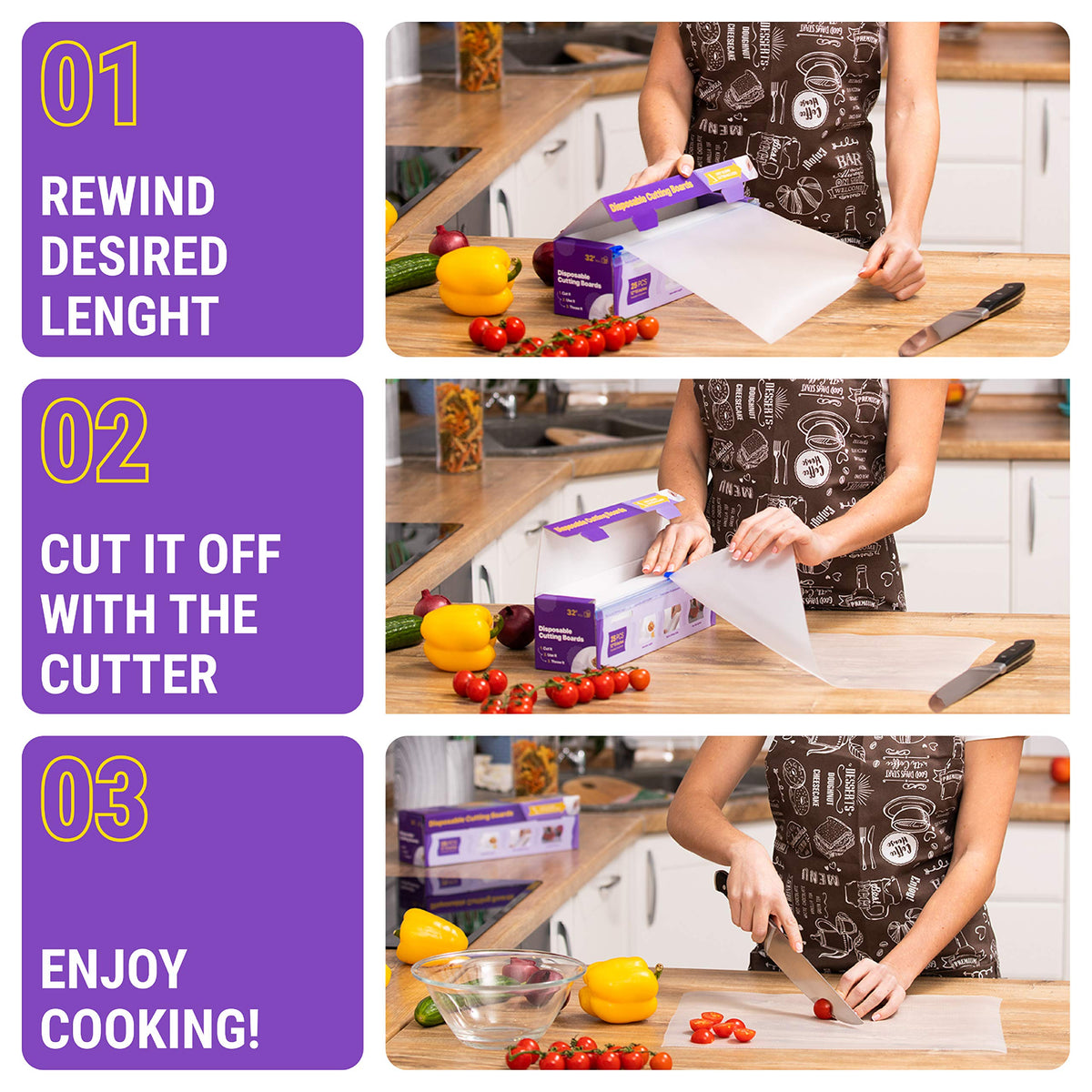 OutFormal cutting mats with non-slip surface stay steady during prep.
