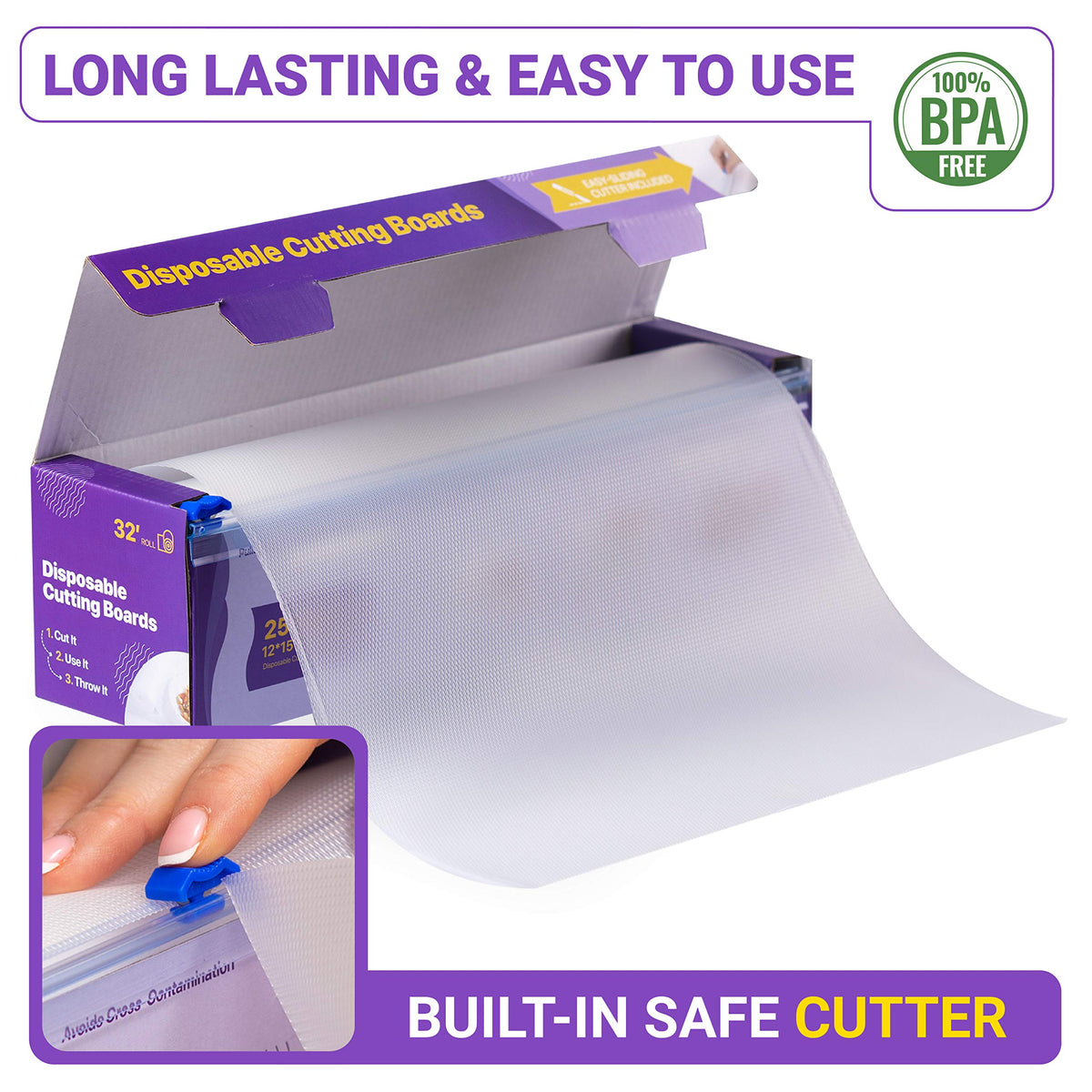 OutFormal cutting sheets measuring 12x15 inches for ample chopping space.