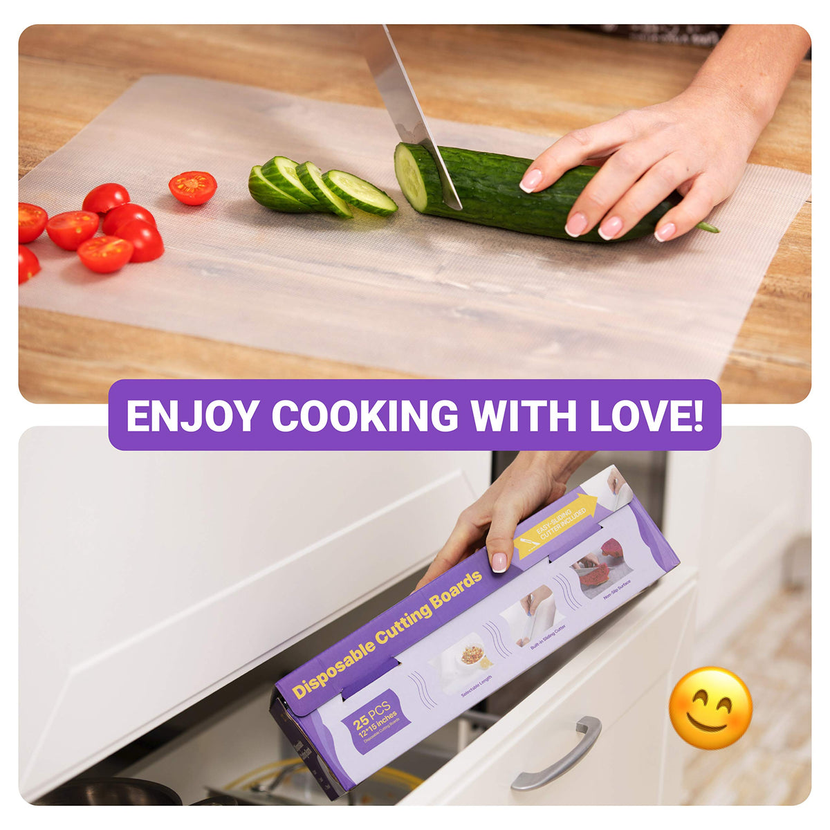 OutFormal disposable sheets simplify cleanup after cooking and serving.