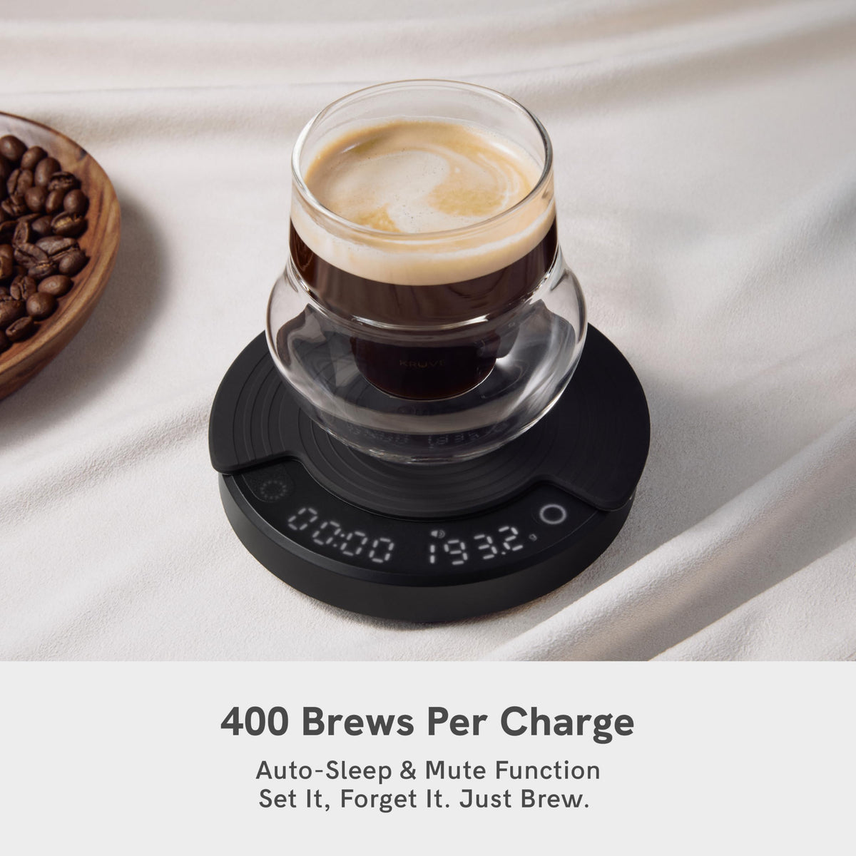 OutIn Claro scale tare function saving time before brewing.