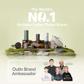 OutIn Nano packaging shows ground coffee and NS capsule compatibility.