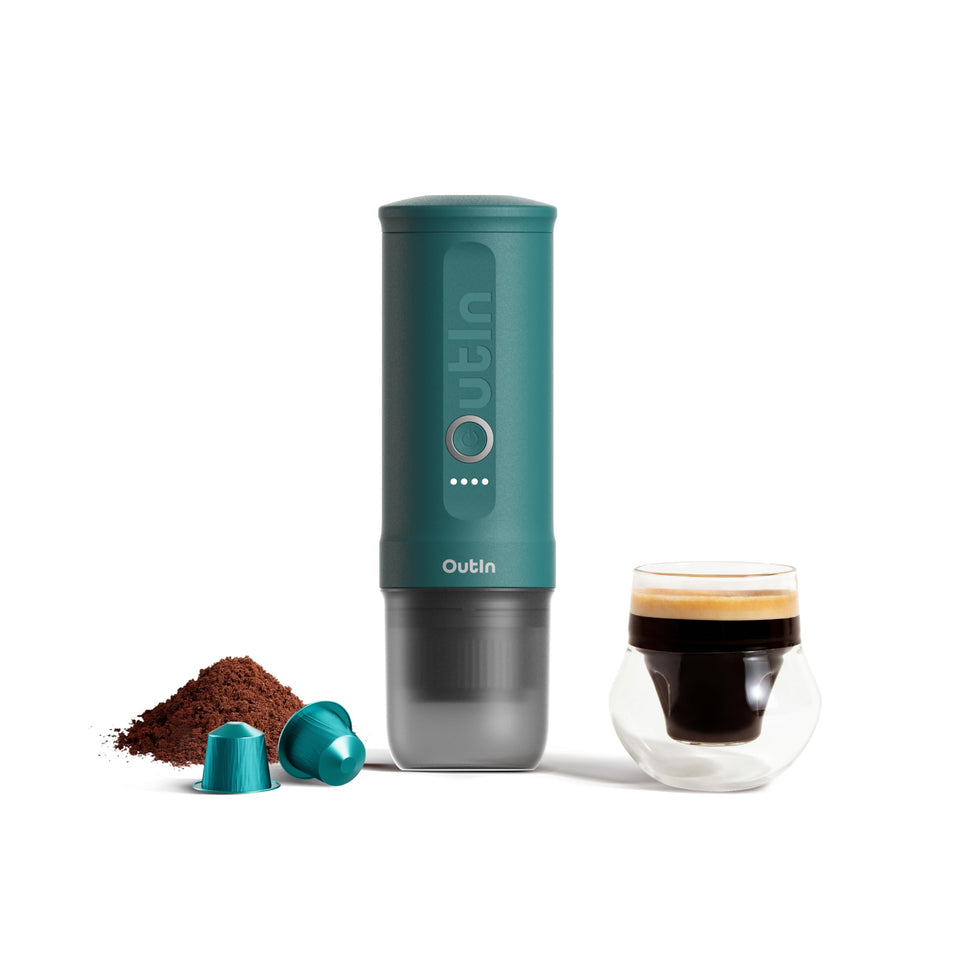 OutIn Nano portable espresso machine compact design for easy travel brewing.