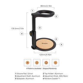 OutIn portable espresso stand showing adjustable height for different mugs
