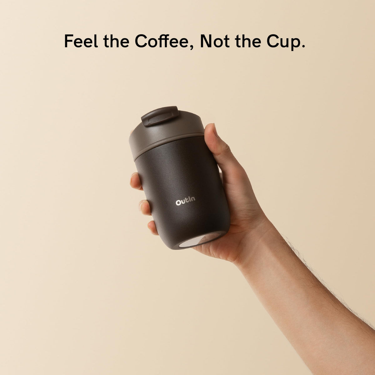OutIn Travel Tumbler double-wall insulation keeps heat or cold longer.