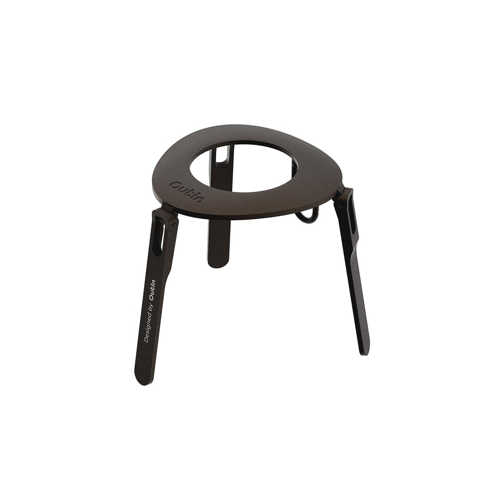 OutIn ultra-portable coffee stand folded for compact packing.
