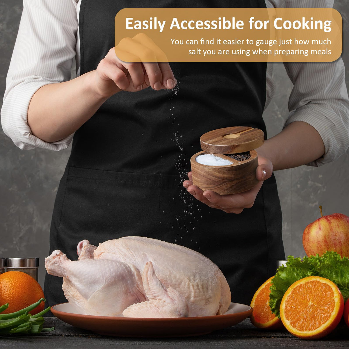 OUTNILI built-in spoon aids controlled seasoning without mess.