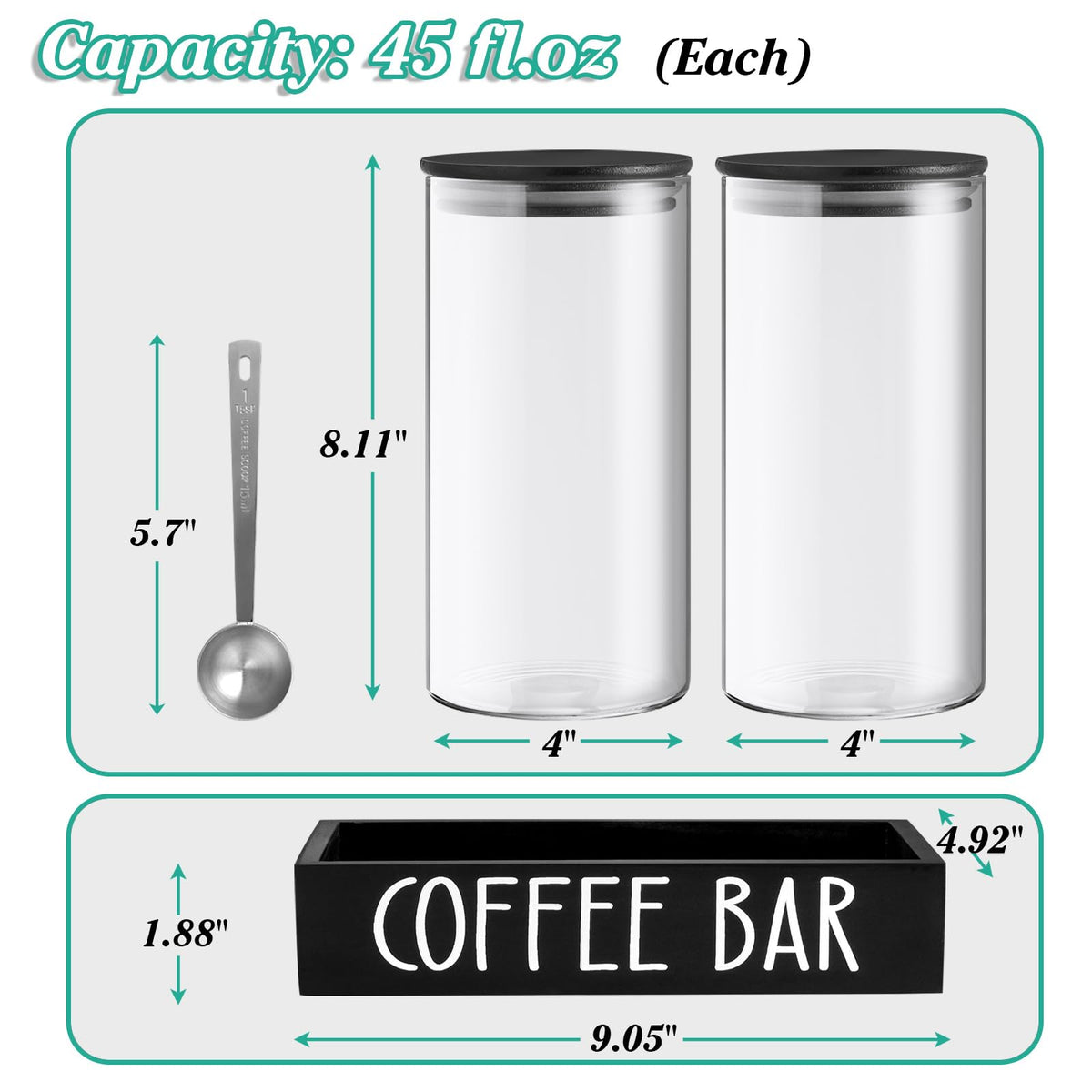 Outnili coffee bar decor on a kitchen counter with organized jars