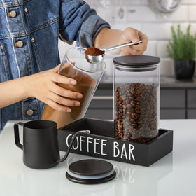 Outnili glass canister filled with coffee beans for fresh storage