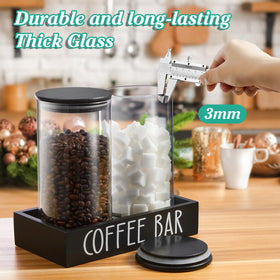 Outnili pantry storage using glass jars for coffee and sugar organization