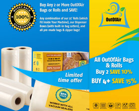 OutOfAir 7-layer construction provides durability for freezer storage and handling.