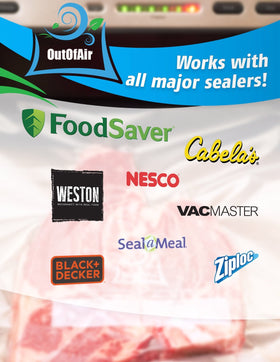 OutOfAir BPA-free 4 mil bags for stronger seals and reduced puncture risk.