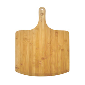 Outset pizza peel extra-large bamboo paddle for easy pizza transfer.