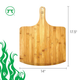 Outset pizza peel includes a hanging hole for easy kitchen storage.