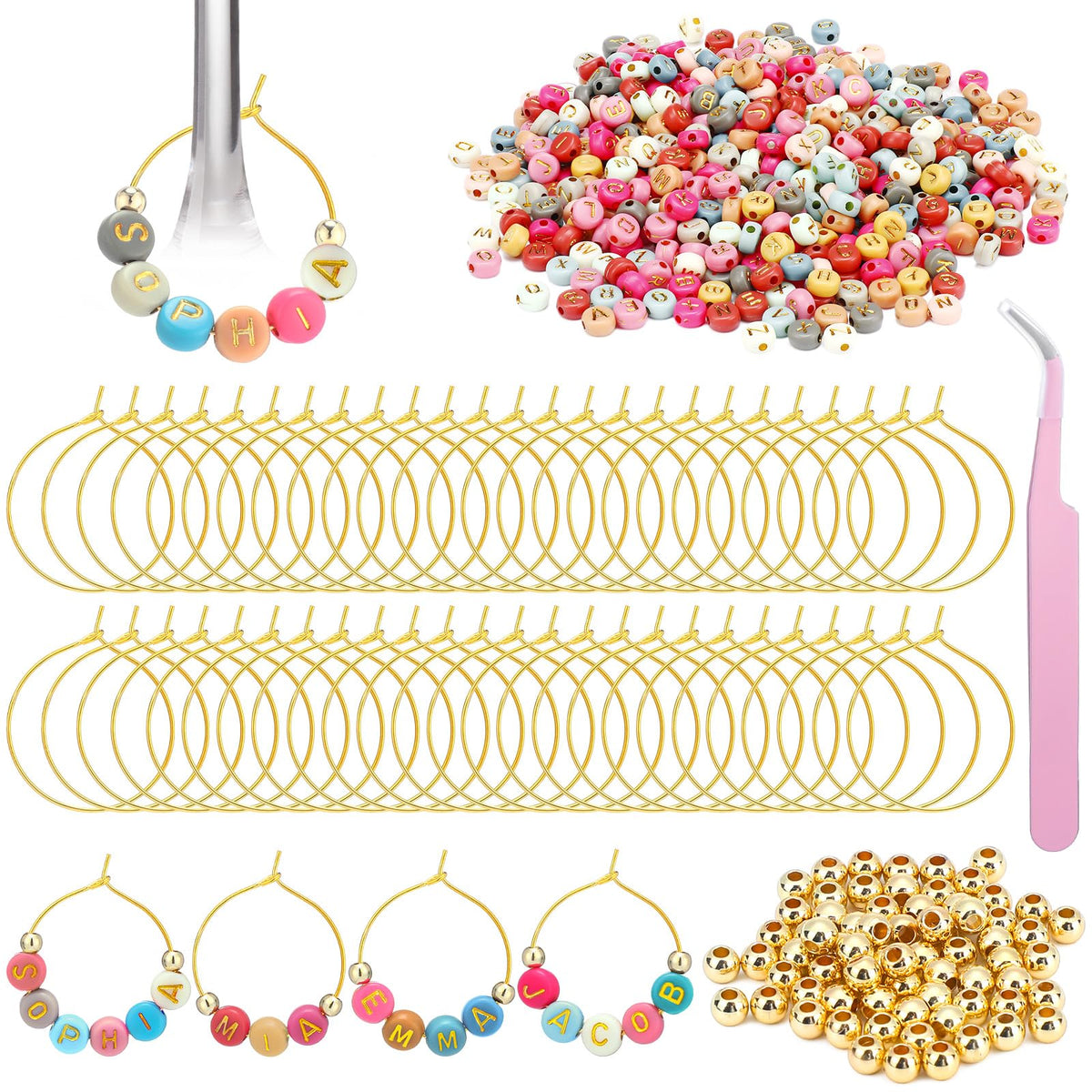 Outus colorful letter beads for personalized wine glass charms at gatherings