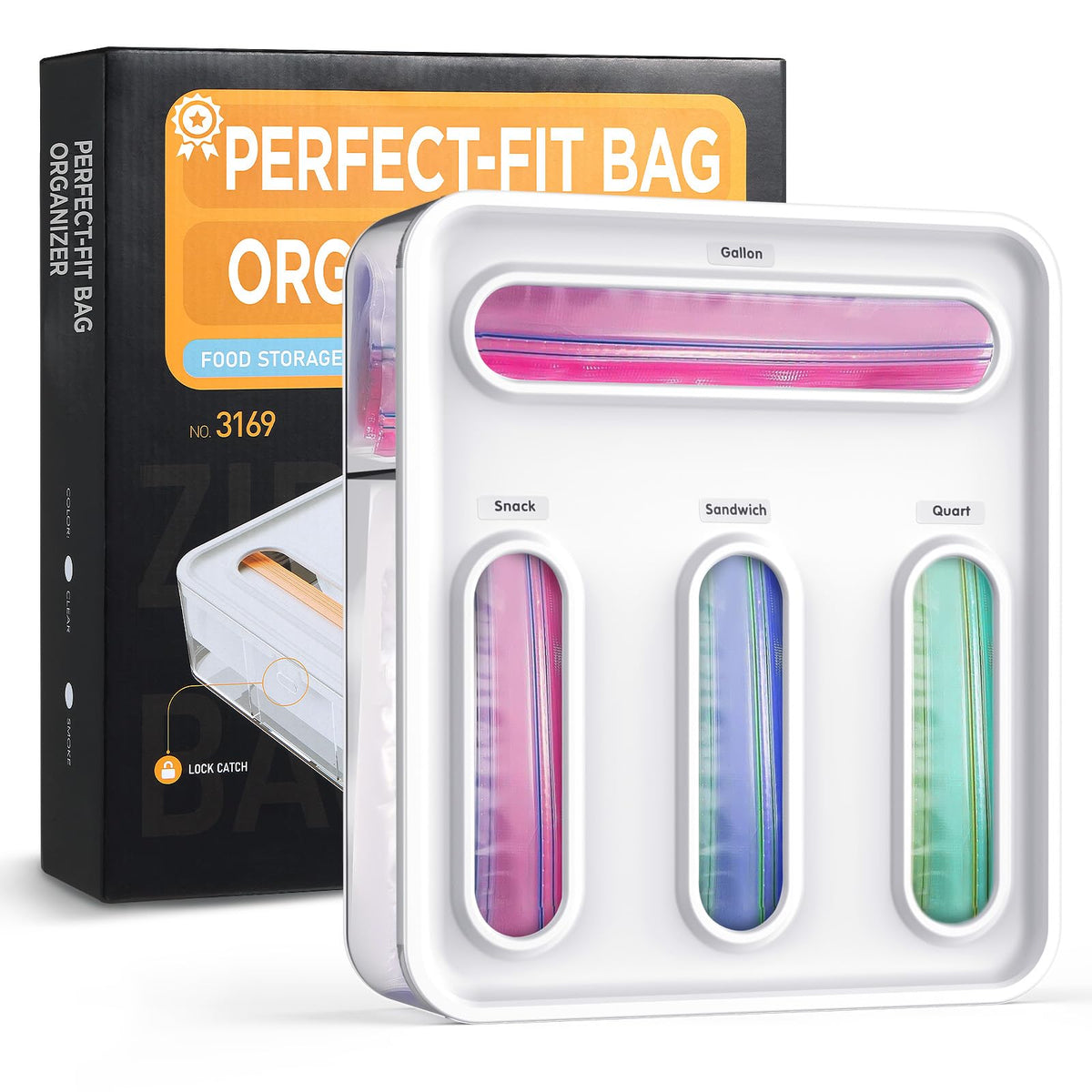 OUTXE bag organizer on fridge with magnets for quick bag access