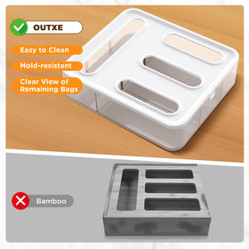 OUTXE sleek plastic bag organizer with moisture-proof finish