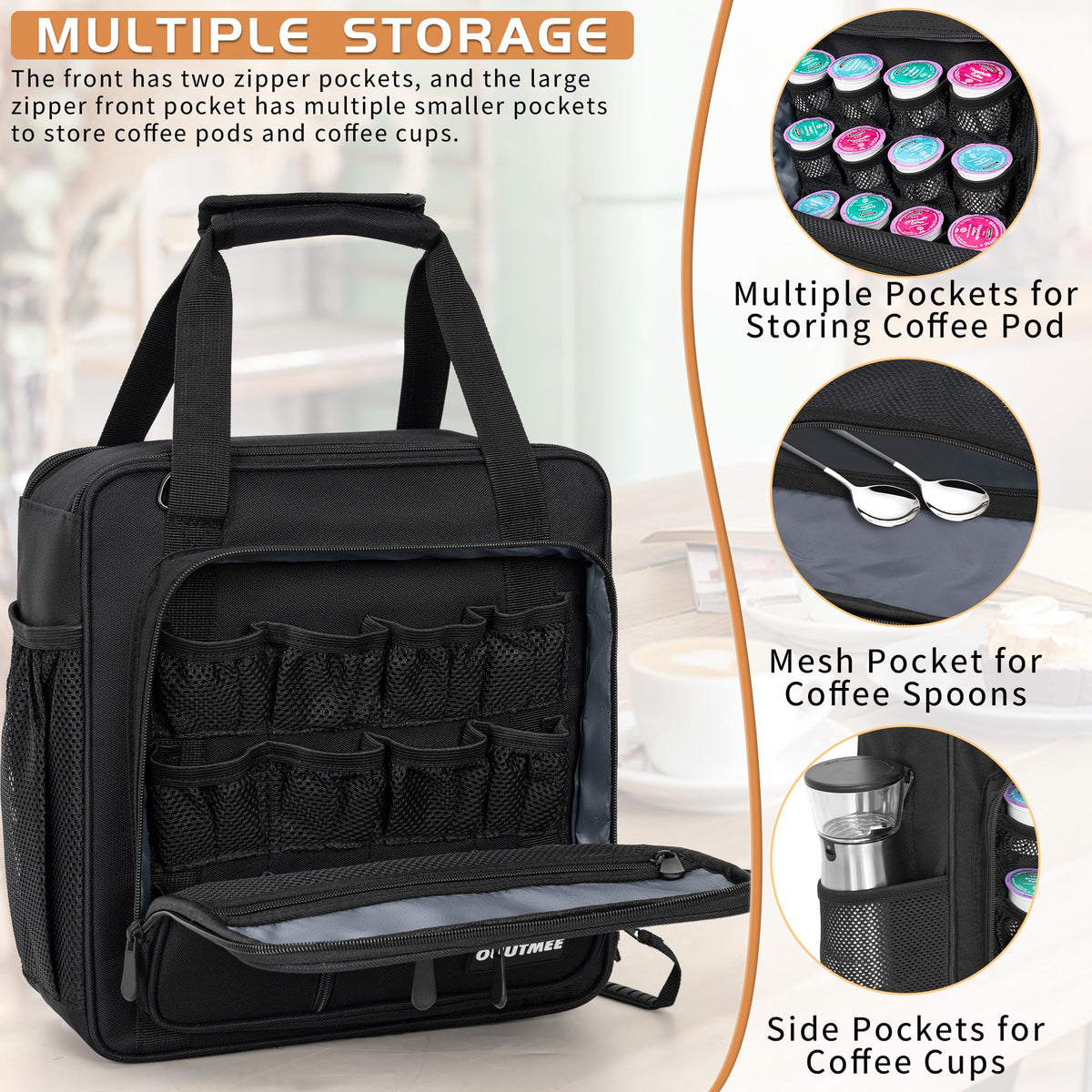 OUUTMEE bag open design eases inserting and removing the coffee maker