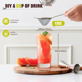 OUWO Collins-style glass 13oz clear for elegant beverages